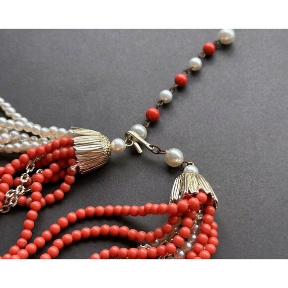 Vintage Japan bead Jewelry set - Multi Strand  necklace & clip on earrings - Picture 2 of 8